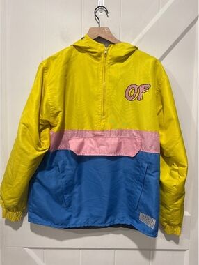 Odd Future Colorblock Windbreaker Jacket Yellow Pink Blue, Size Small